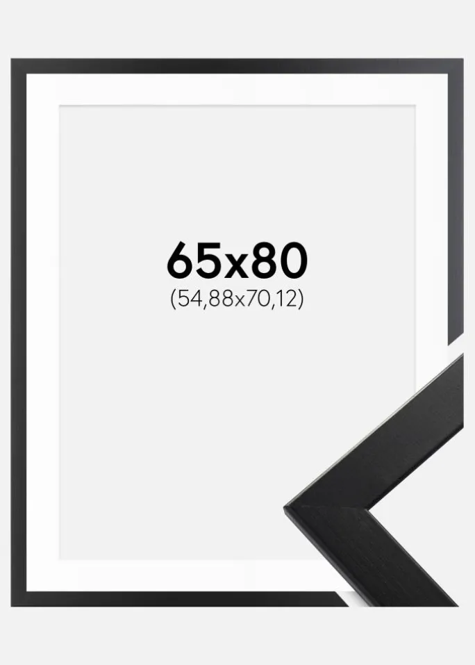 Ramme Trendline Sort 65x80 cm - Passepartout Hvid 22x28 inches
