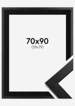 Ramme Trendline Sort 70x90 cm - Passepartout Sort 60x80 cm