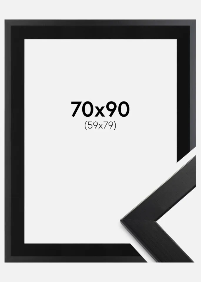 Ramme Trendline Sort 70x90 cm - Passepartout Sort 60x80 cm