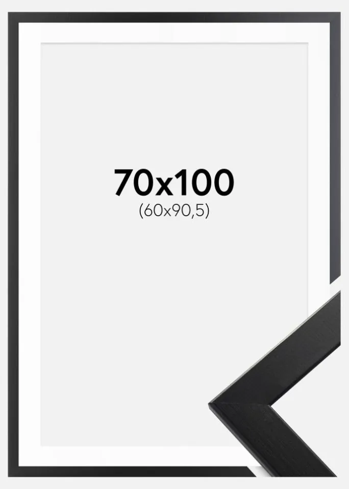 Ramme Trendline Sort 70x100 cm - Passepartout Hvid 61x91,5 cm