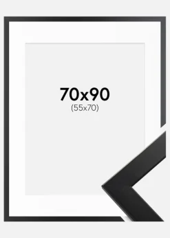 Ramme Trendline Sort 70x90 cm - Passepartout Hvid 56x71 cm