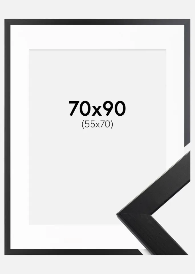 Ramme Trendline Sort 70x90 cm - Passepartout Hvid 56x71 cm