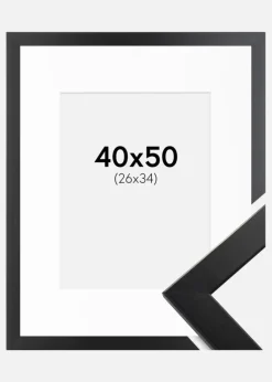 Ramme Trendline Sort 40x50 cm - Passepartout Hvid 27x35 cm