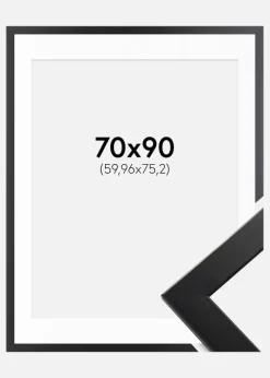 Ramme Trendline Sort 70x90 cm - Passepartout Hvid 24x30 inches