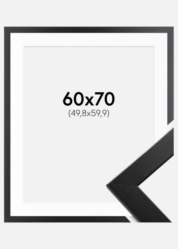 Ramme Trendline Sort 60x70 cm - Passepartout Hvid 20x24 inches