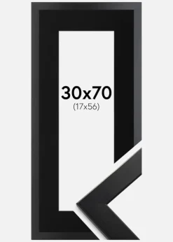 Ramme Trendline Sort 30x70 cm - Passepartout Sort 18x57 cm