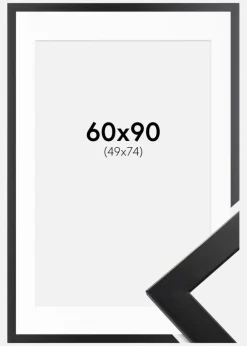 Ramme Trendline Sort 60x90 cm - Passepartout Hvid 50x75 cm
