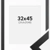 Ramme Trendline Sort 32x45 cm - Passepartout Hvid 10x12 inches