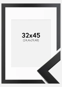 Ramme Trendline Sort 32x45 cm - Passepartout Hvid 10x12 inches