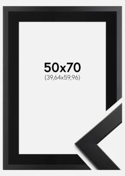 Ramme Trendline Sort 50x70 cm - Passepartout Sort 16x24 inches