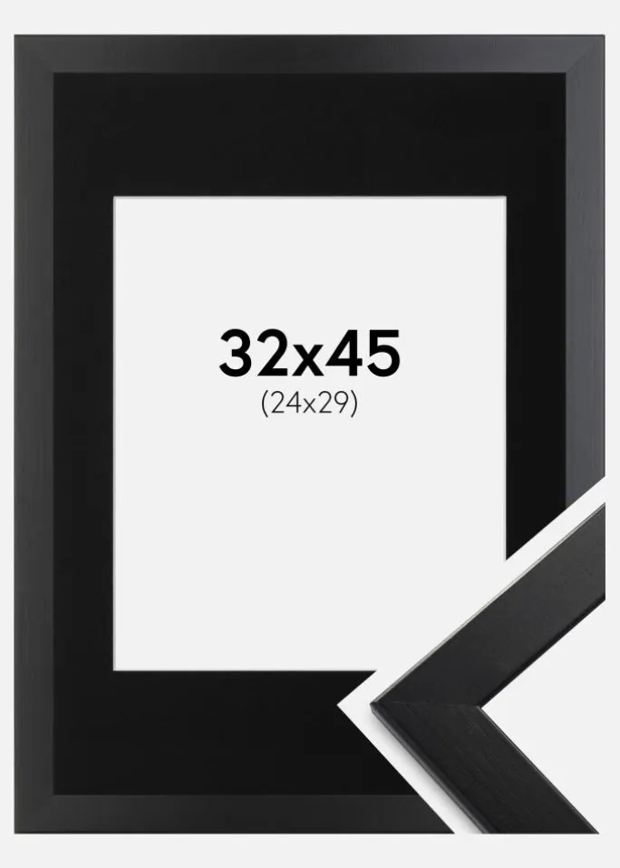 Ramme Trendline Sort 32x45 cm - Passepartout Sort 25x30 cm