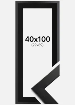 Ramme Trendline Sort 40x100 cm - Passepartout Sort 30x90 cm