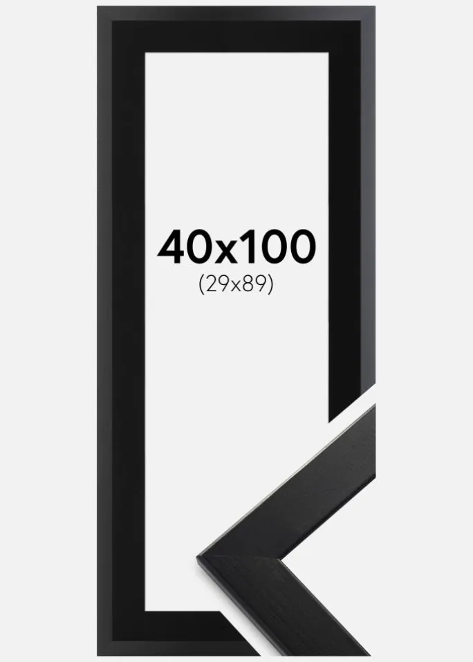 Ramme Trendline Sort 40x100 cm - Passepartout Sort 30x90 cm
