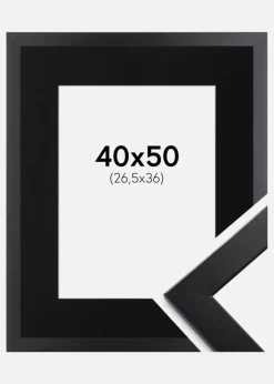 Ramme Trendline Sort 40x50 cm - Passepartout Sort 27,5x37 cm