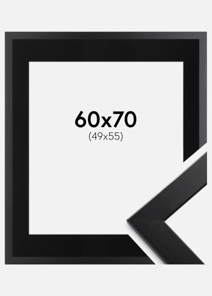 Ramme Trendline Sort 60x70 cm - Passepartout Sort 50x56 cm