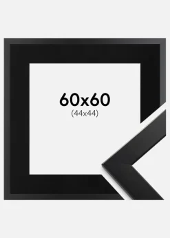 Ramme Trendline Sort 60x60 cm - Passepartout Sort 45x45 cm