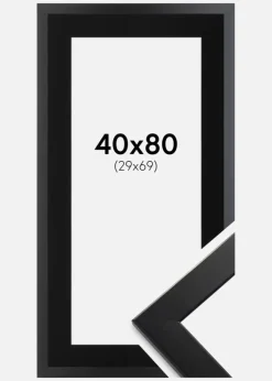 Ramme Trendline Sort 40x80 cm - Passepartout Sort 30x70 cm