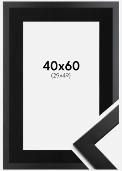 Ramme Trendline Sort 40x60 cm - Passepartout Sort 30x50 cm