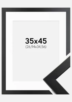 Ramme Trendline Sort 35x45 cm - Passepartout Hvid 11x14 inches