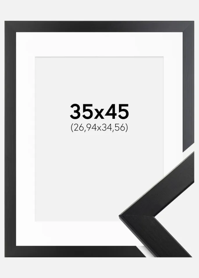 Ramme Trendline Sort 35x45 cm - Passepartout Hvid 11x14 inches