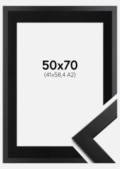 Ramme Trendline Sort 50x70 cm - Passepartout Sort 42x59,4 cm (A2)