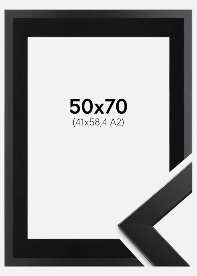Ramme Trendline Sort 50x70 cm - Passepartout Sort 42x59,4 cm (A2)