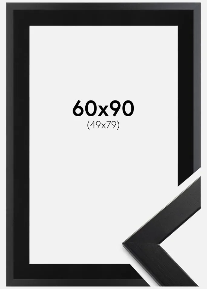 Ramme Trendline Sort 60x90 cm - Passepartout Sort 50x80 cm