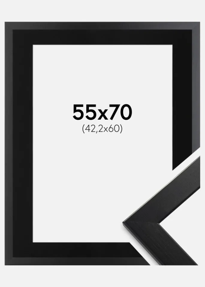 Ramme Trendline Sort 55x70 cm - Passepartout Sort 43,2x61 cm (A2+)