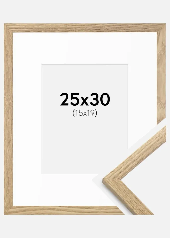 Ramme Trendy Eg 25x30 cm - Passepartout Hvid 16x20 cm