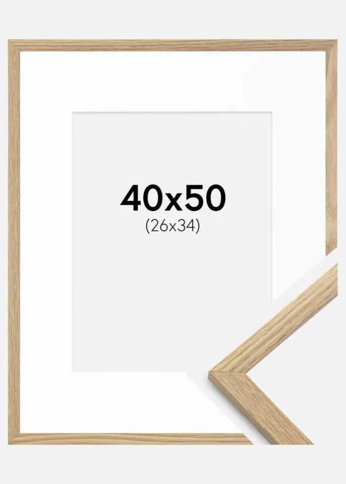 Ramme Trendy Eg 40x50 cm - Passepartout Hvid 27x35 cm