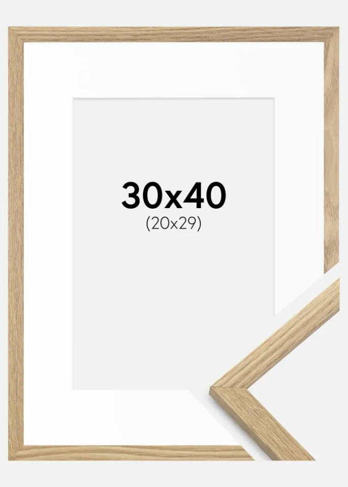 Ramme Trendy Eg 30x40 cm - Passepartout Hvid 21x30 cm