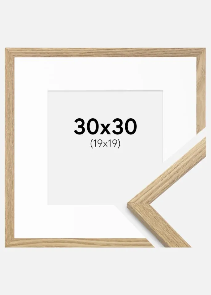 Ramme Trendy Eg 30x30 cm - Passepartout Hvid 20x20 cm