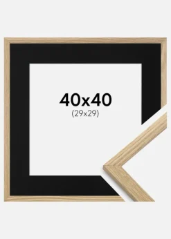 Ramme Trendy Eg 40x40 cm - Passepartout Sort 30x30 cm