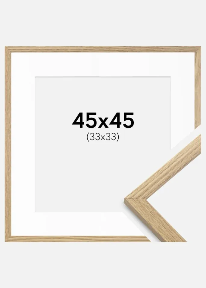 Ramme Trendy Eg 45x45 cm - Passepartout Hvid 34x34 cm