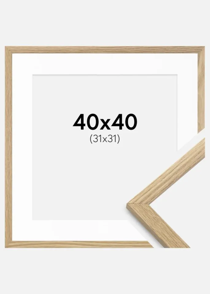 Ramme Trendy Eg 40x40 cm - Passepartout Hvid 32x32 cm