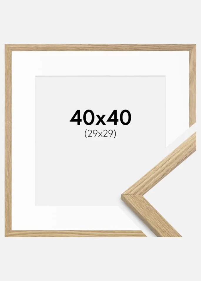 Ramme Trendy Eg 40x40 cm - Passepartout Hvid 30x30 cm