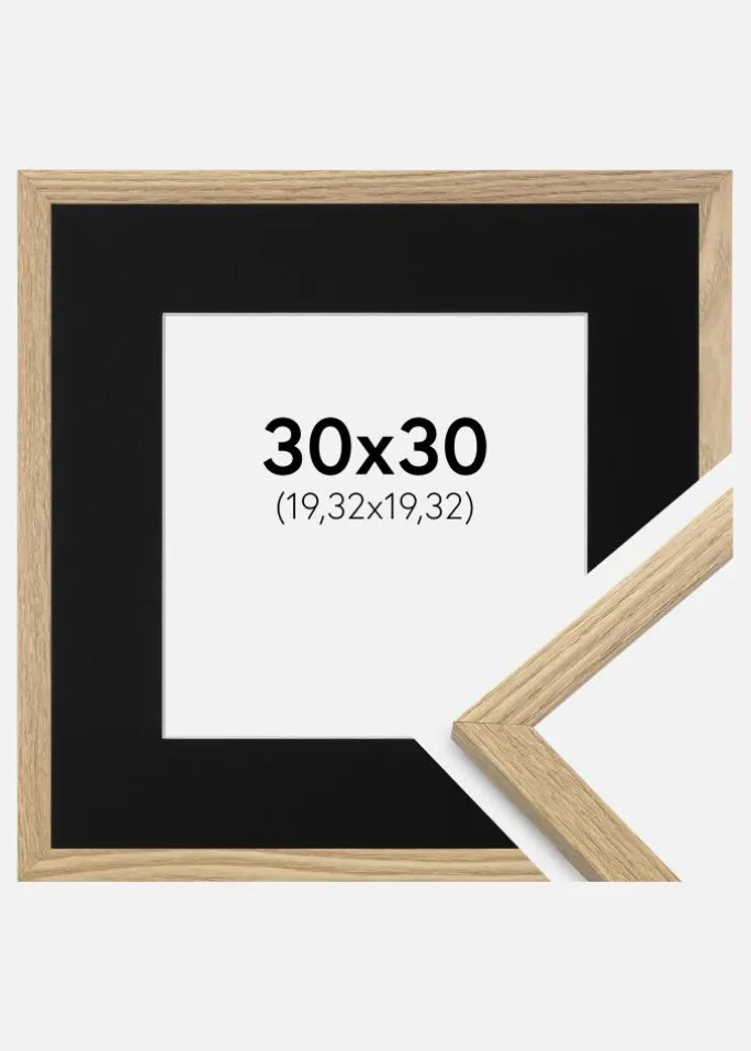 Ramme Trendy Eg 30x30 cm - Passepartout Sort 8x8 inches