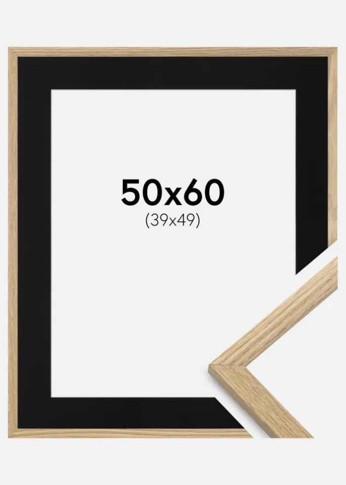 Ramme Trendy Eg 50x60 cm - Passepartout Sort 40x50 cm
