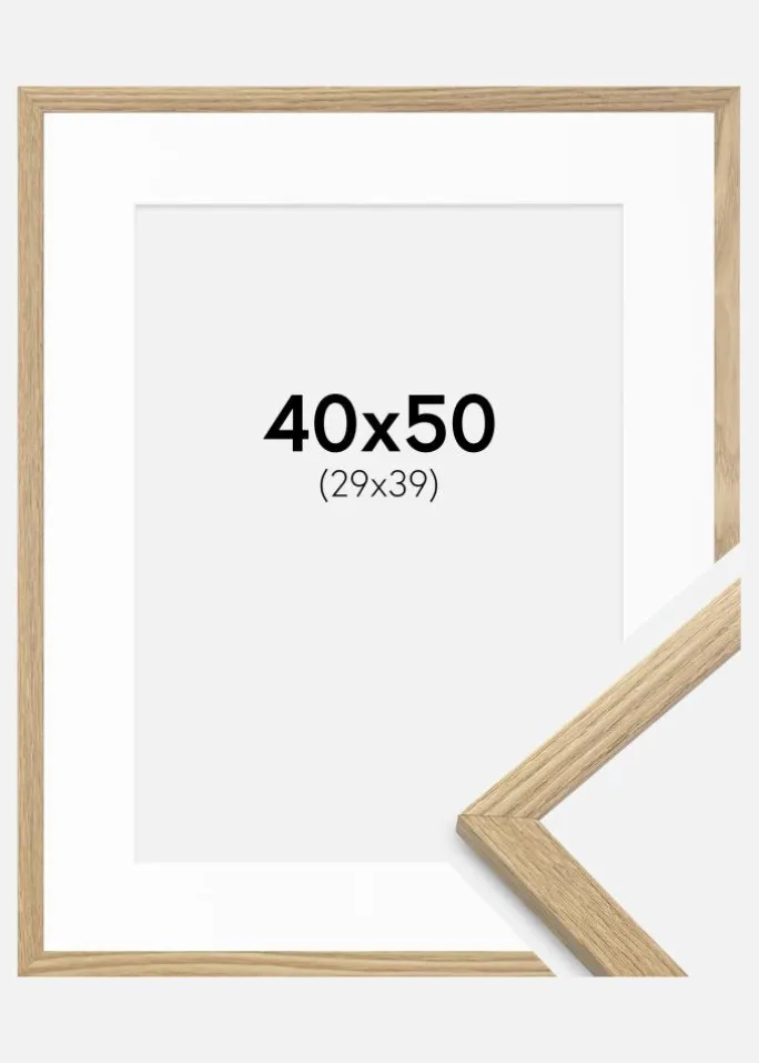 Ramme Trendy Eg 40x50 cm - Passepartout Hvid 30x40 cm