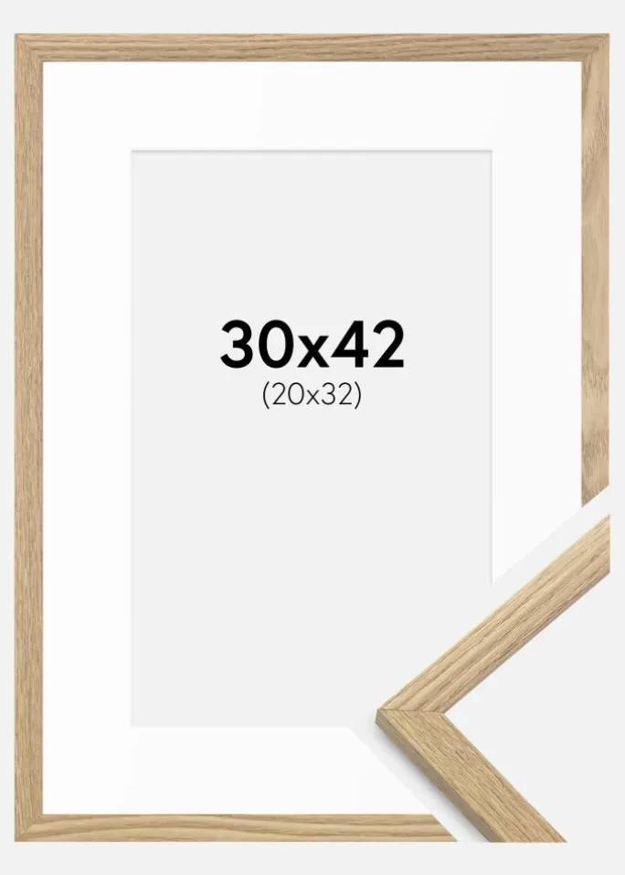 Ramme Trendy Eg 30x42 cm - Passepartout Hvid 21x33 cm