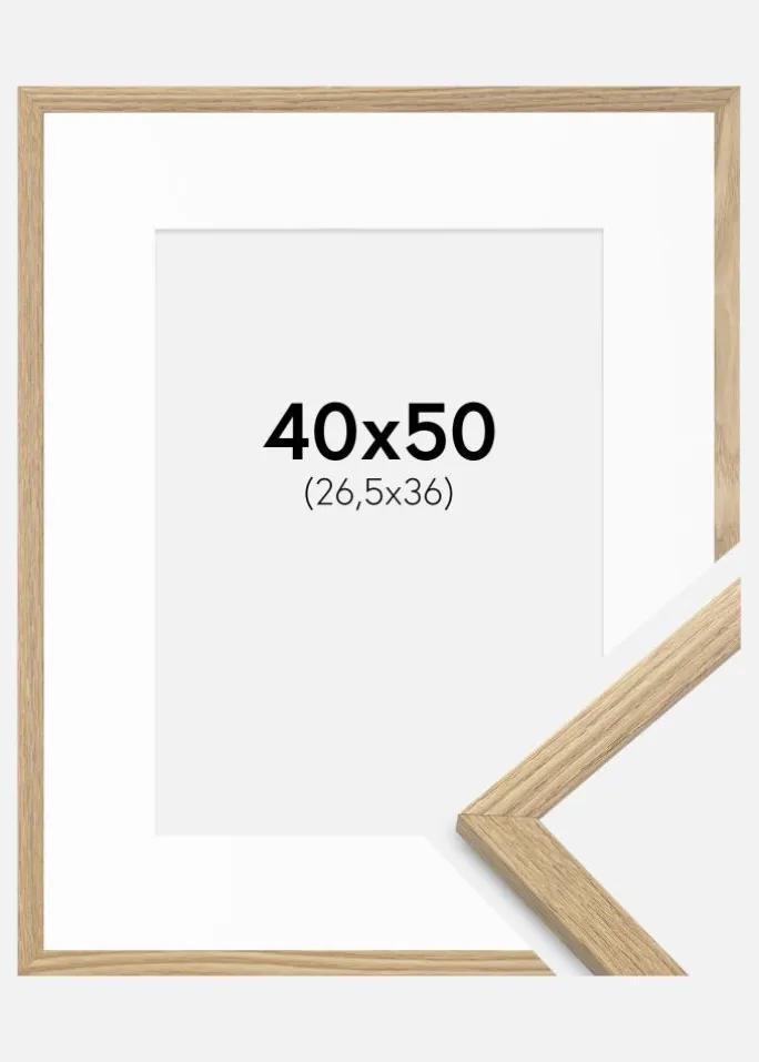 Ramme Trendy Eg 40x50 cm - Passepartout Hvid 27,5x37 cm