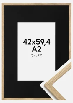 Ramme Trendy Eg 42x59,4 cm (A2) - Passepartout Sort 25x38 cm