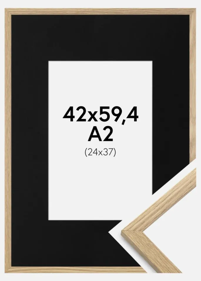 Ramme Trendy Eg 42x59,4 cm (A2) - Passepartout Sort 25x38 cm