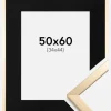Ramme Trendy Guld 50x60 cm - Passepartout Sort 35x45 cm