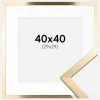 Ramme Trendy Guld 40x40 cm - Passepartout Hvid 30x30 cm