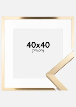 Ramme Trendy Guld 40x40 cm - Passepartout Hvid 30x30 cm