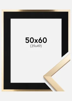 Ramme Trendy Guld 50x60 cm - Passepartout Sort 40x50 cm