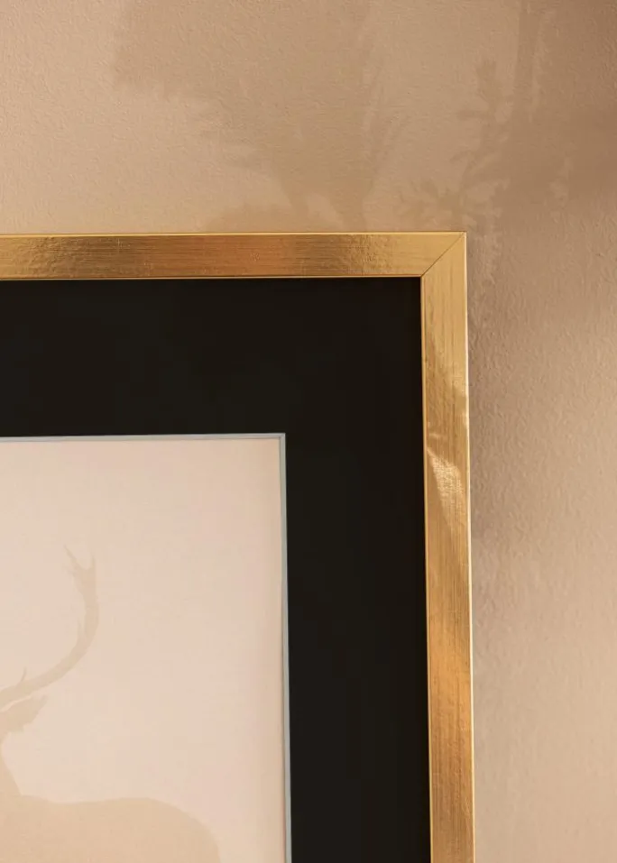 Ramme Trendy Guld 18x24 cm - Passepartout Sort 13x17 cm