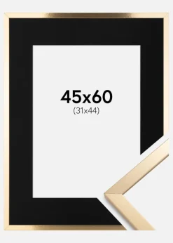 Ramme Trendy Guld 45x60 cm - Passepartout Sort 32x45 cm