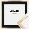 Ramme Trendy Guld 40x40 cm - Passepartout Sort 32x32 cm